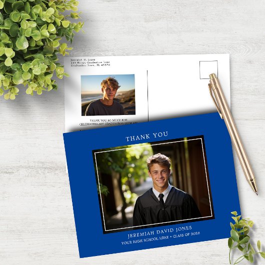 Moderne Eenvoudige Foto Afstudeer Dankjewel Briefkaart