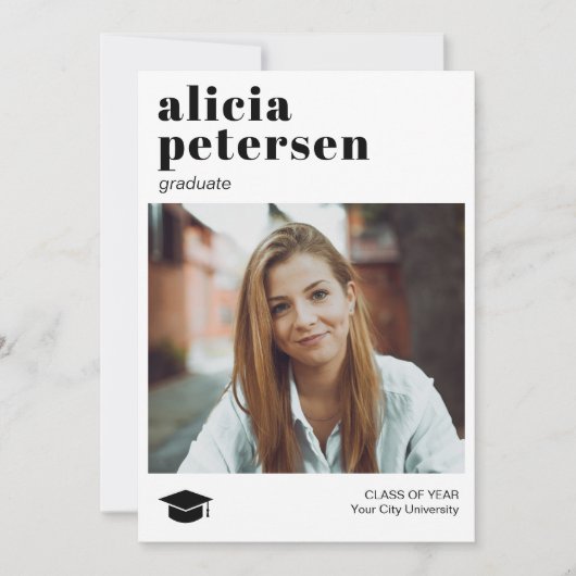 Moderne eenvoudige foto-afstuderen aankondiging (Voorkant)