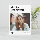 Moderne eenvoudige foto-afstuderen aankondiging (Staand voorkant)