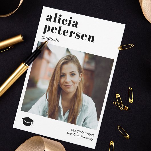 Moderne eenvoudige foto-afstuderen aankondiging