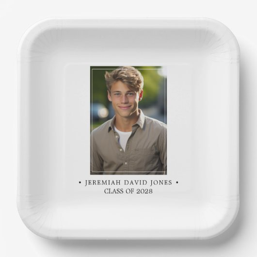 Moderne eenvoudige foto Afstuderen papier Borden Papieren Bordje (Voorkant)