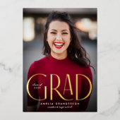 Moderne, eenvoudige foto-Afstuderen van een elegan Folie Uitnodiging (Voorkant)