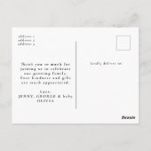 Moderne Eenvoudige Foto Baby Aankondiging Dank u Briefkaart (Achterkant)