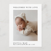 Moderne Eenvoudige Foto Baby Aankondiging Dank u Briefkaart (Voorkant)