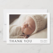 Moderne Eenvoudige Foto Baby Naam Dank Je Aankondiging (Voorkant)