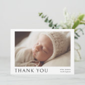 Moderne Eenvoudige Foto Baby Naam Dank Je Aankondiging (Staand voorkant)
