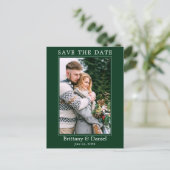 Moderne eenvoudige foto Bewaar de datum Groen Briefkaart (Staand voorkant)