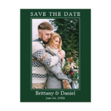 Moderne eenvoudige foto Bewaar de datum Groen