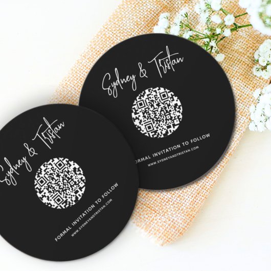 Moderne eenvoudige foto Bewaar de datum QR Code Br Kaart