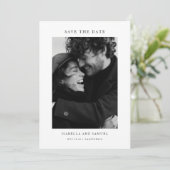 Moderne eenvoudige foto-bruiloft bespaart datum kaart (Staand voorkant)