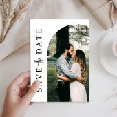 Moderne eenvoudige foto-bruiloft bespaart datum save the date