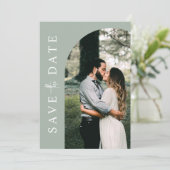 Moderne eenvoudige foto-bruiloft bespaart datum save the date (Staand voorkant)