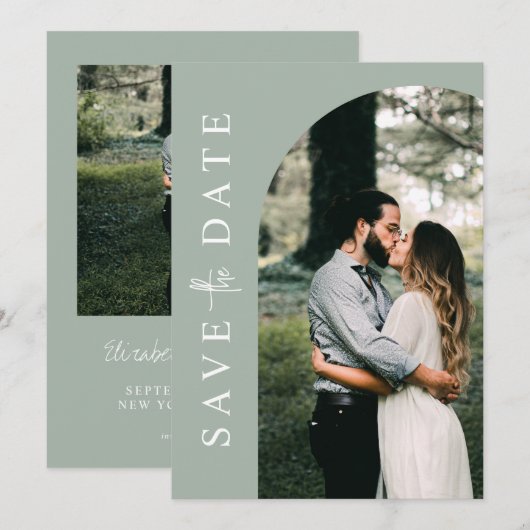 Moderne eenvoudige foto-bruiloft bespaart datum save the date (Voorkant / Achterkant)