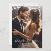 Moderne eenvoudige foto bruiloft Dank u Bedankkaart (Voorkant)