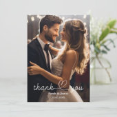 Moderne eenvoudige foto bruiloft Dank u Bedankkaart (Staand voorkant)