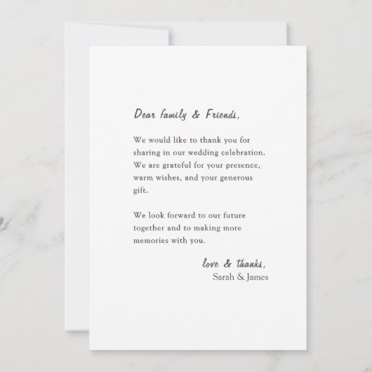 Moderne eenvoudige foto bruiloft Dank u Bedankkaart (Achterkant)