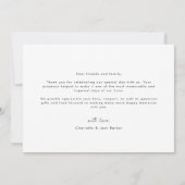 Moderne eenvoudige foto-bruiloft - Hartelijk dank Bedankkaart (Achterkant)