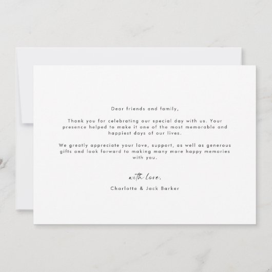 Moderne eenvoudige foto-bruiloft - Hartelijk dank Bedankkaart (Achterkant)