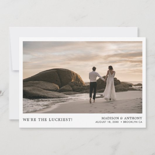 Moderne eenvoudige foto-bruiloft Hartelijk dank Bedankkaart (Voorkant)