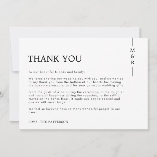 Moderne eenvoudige foto-bruiloft Hartelijk dank Bedankkaart (Achterkant)