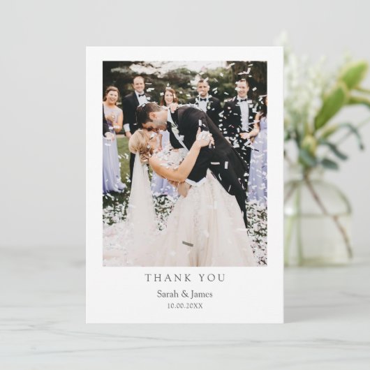 Moderne eenvoudige foto-bruiloft - Hartelijk dank Kaart (Staand voorkant)