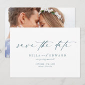 Moderne eenvoudige foto bruiloft Save The Date (Voorkant / Achterkant)