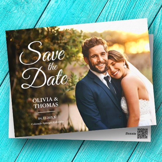 Moderne eenvoudige foto bruiloft Save The Date Briefkaart
