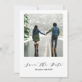 Moderne, eenvoudige foto-bruiloft slaat de datum o save the date (Voorkant)