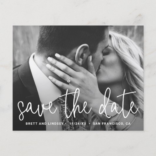 Moderne Eenvoudige Foto Budget Bruiloft Save The D (Voorkant)