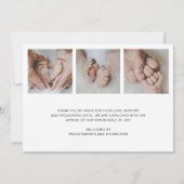 Moderne Eenvoudige Foto Collage Baby Newborn Birth Aankondiging (Achterkant)