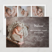 Moderne Eenvoudige Foto Collage Baby Newborn Birth Aankondiging (Voorkant / Achterkant)