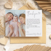 Moderne eenvoudige foto collage hart dank u geboor aankondiging