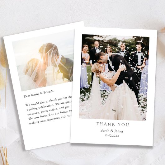 Moderne eenvoudige foto Dank u bruiloft Bedankkaart
