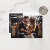 Moderne eenvoudige foto Dank u bruiloft Notitiekaartje (Voorkant / Achterkant in situ)