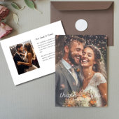 Moderne eenvoudige foto Dank u bruiloft Notitiekaartje
