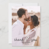 Moderne Eenvoudige Foto Dank U Kalligrafie Trouwen Bedankkaart (Voorkant)