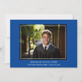 Moderne eenvoudige foto Deep Blue Afstudeerder Kaart (Voorkant)