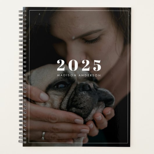 Moderne eenvoudige foto donkere overlay planner (Voorkant)