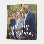 Moderne eenvoudige foto Elegante Kerstmis Keramisch Ornament (Links)