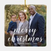 Moderne eenvoudige foto Elegante Kerstmis Keramisch Ornament (Achterkant)