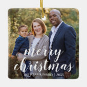 Moderne eenvoudige foto Elegante Kerstmis Keramisch Ornament (Voorkant)
