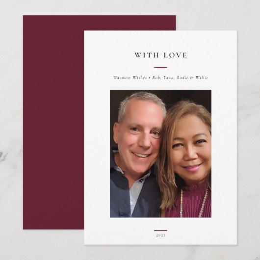 Moderne eenvoudige foto feestdagenkaart (Voorkant / Achterkant)