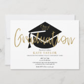 Moderne Eenvoudige Foto Gouden Script Afstudeerfee Kaart (Voorkant)