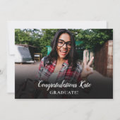Moderne Eenvoudige Foto Gouden Script Afstudeerfee Kaart (Achterkant)
