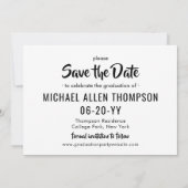 Moderne Eenvoudige Foto Graduation Party Save the  Kaart (Achterkant)