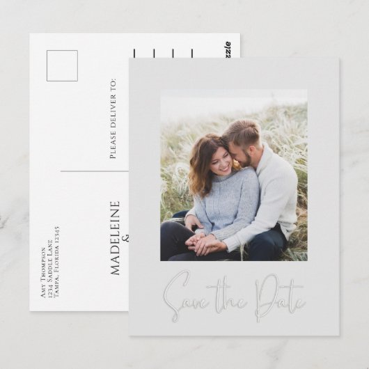 Moderne eenvoudige foto grijs minimalistische kall briefkaart (Voorkant / Achterkant)