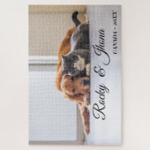 Moderne Eenvoudige Foto HOND EN KAT Legpuzzel (Verticaal)