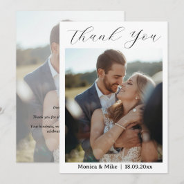 Moderne Eenvoudige Foto Huwelijk Dankkaart Met Not Bedankkaart