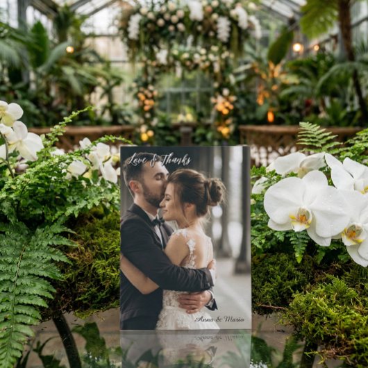 Moderne Eenvoudige Foto Huwelijk Dankkaart Met Not Bedankkaart