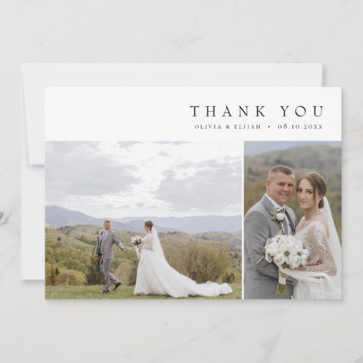 Moderne Eenvoudige Foto Huwelijk W Note 3 Foto's Bedankkaart (Voorkant)